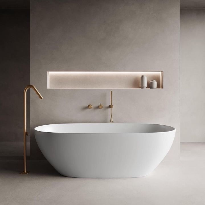 Microcement on floor and walls in a bathroom in Toorak