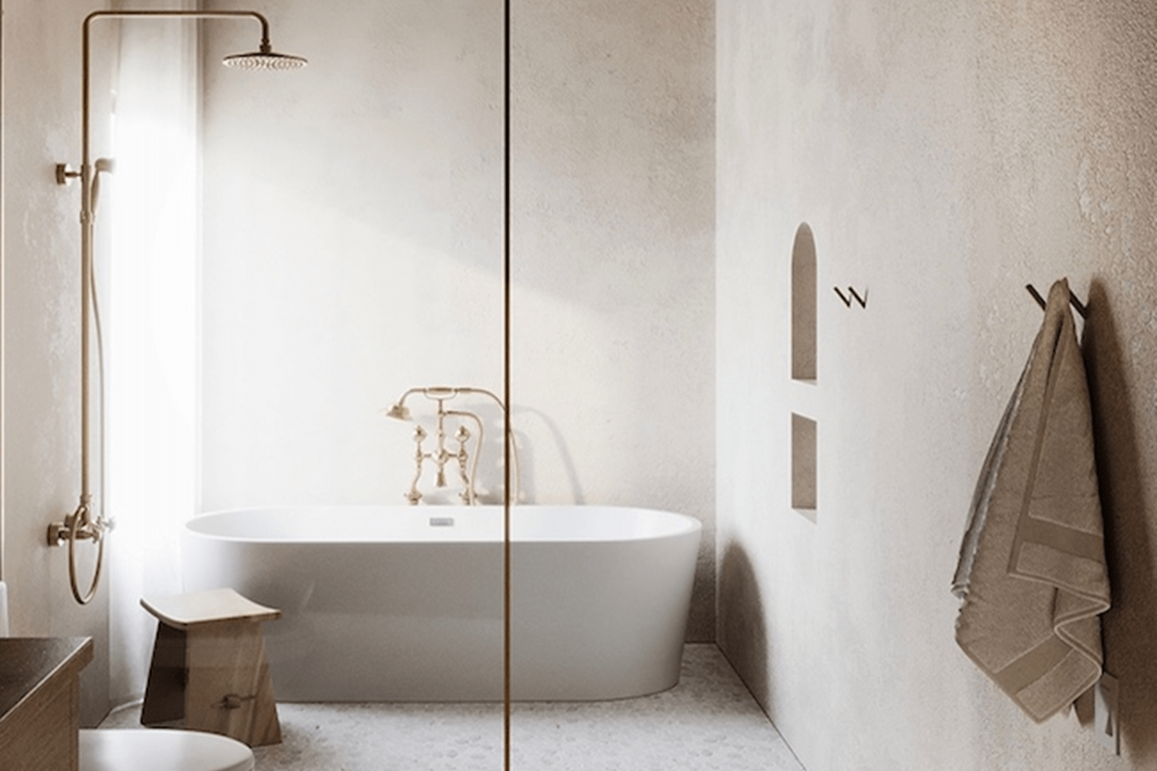 Microcement bathroom walls in a home in St Kilda