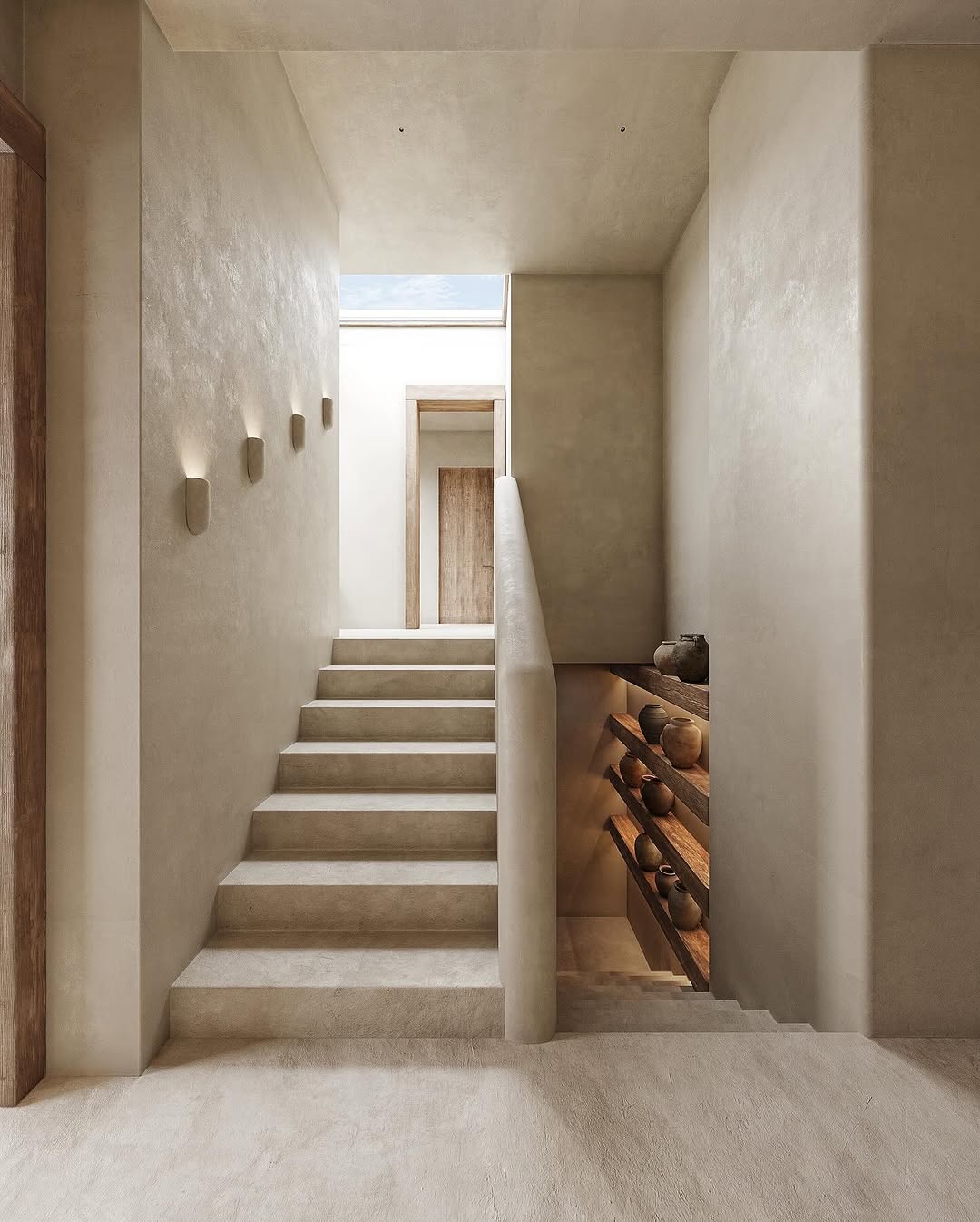 microcement walls, floors, and stairs in Toorak home